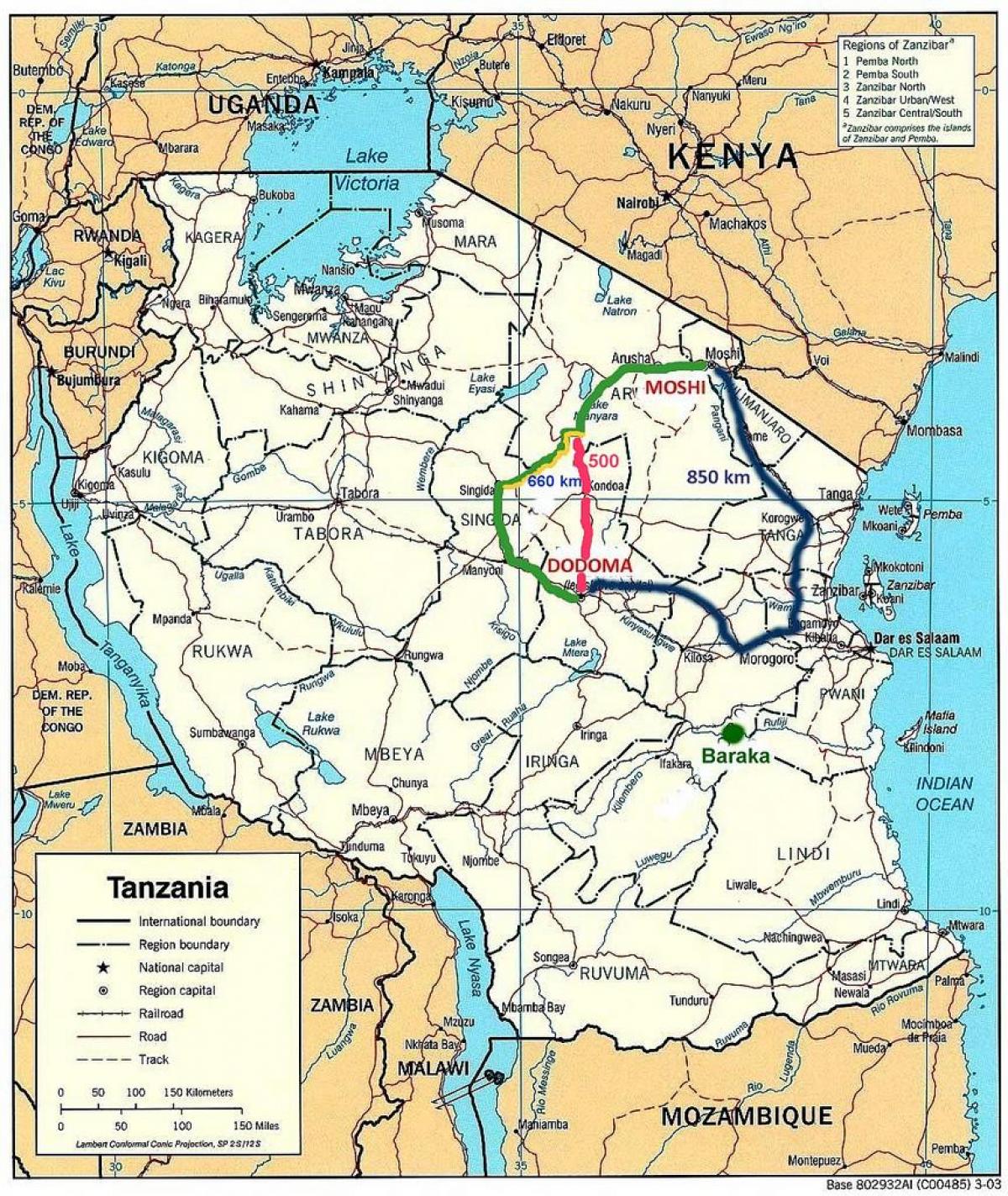 дорожная сеть Танзании на карте