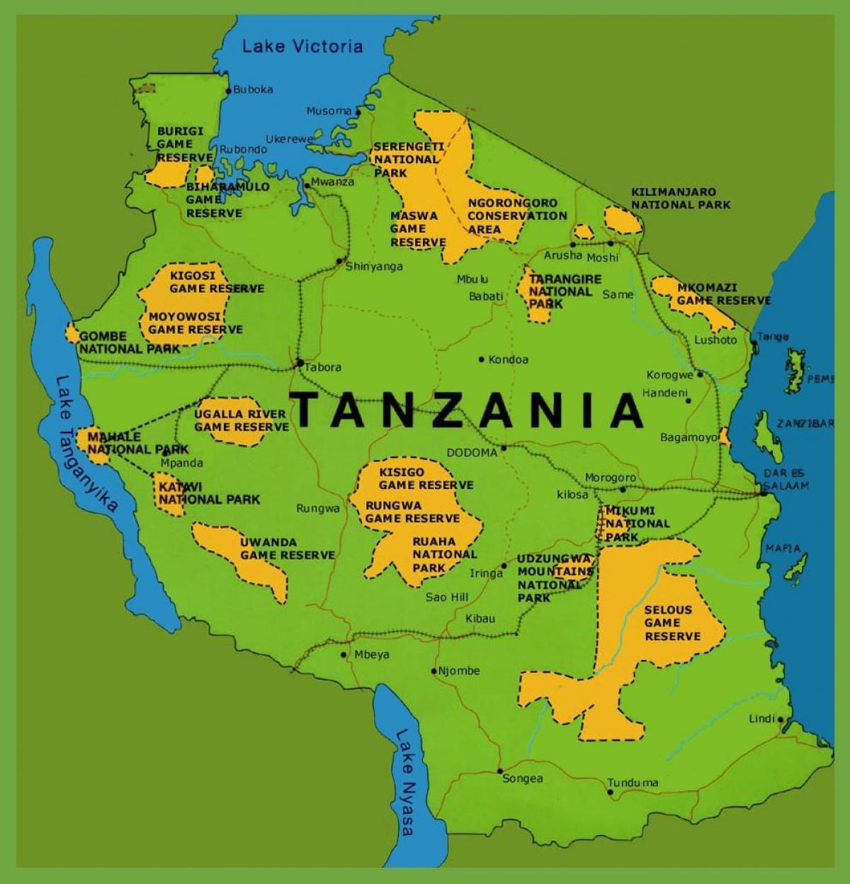 на карте Танзании