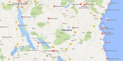 Карта аэропорты Танзании 
