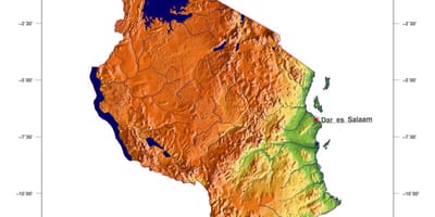 Карта рельефа Танзании 