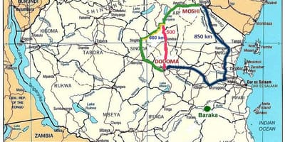 Дорожная сеть Танзании на карте