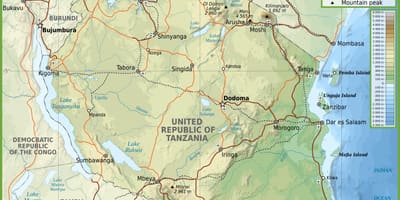 Дорожная карта Танзании километров