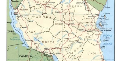 Карта исторических мест в Танзании