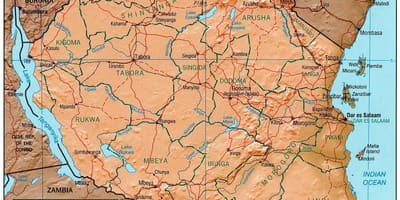 Карта Танзании показывает исторические сайты
