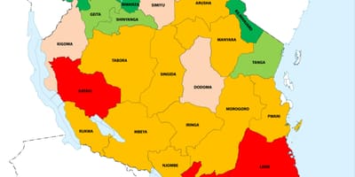 Плотность населения Танзании на карте