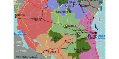 Карта Танзании язык