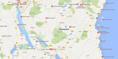 Карта аэропорты Танзании 