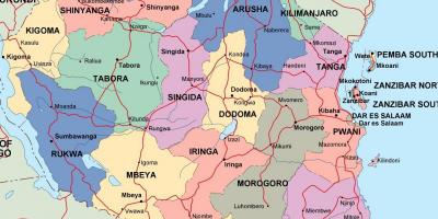 Карта Танзании политических